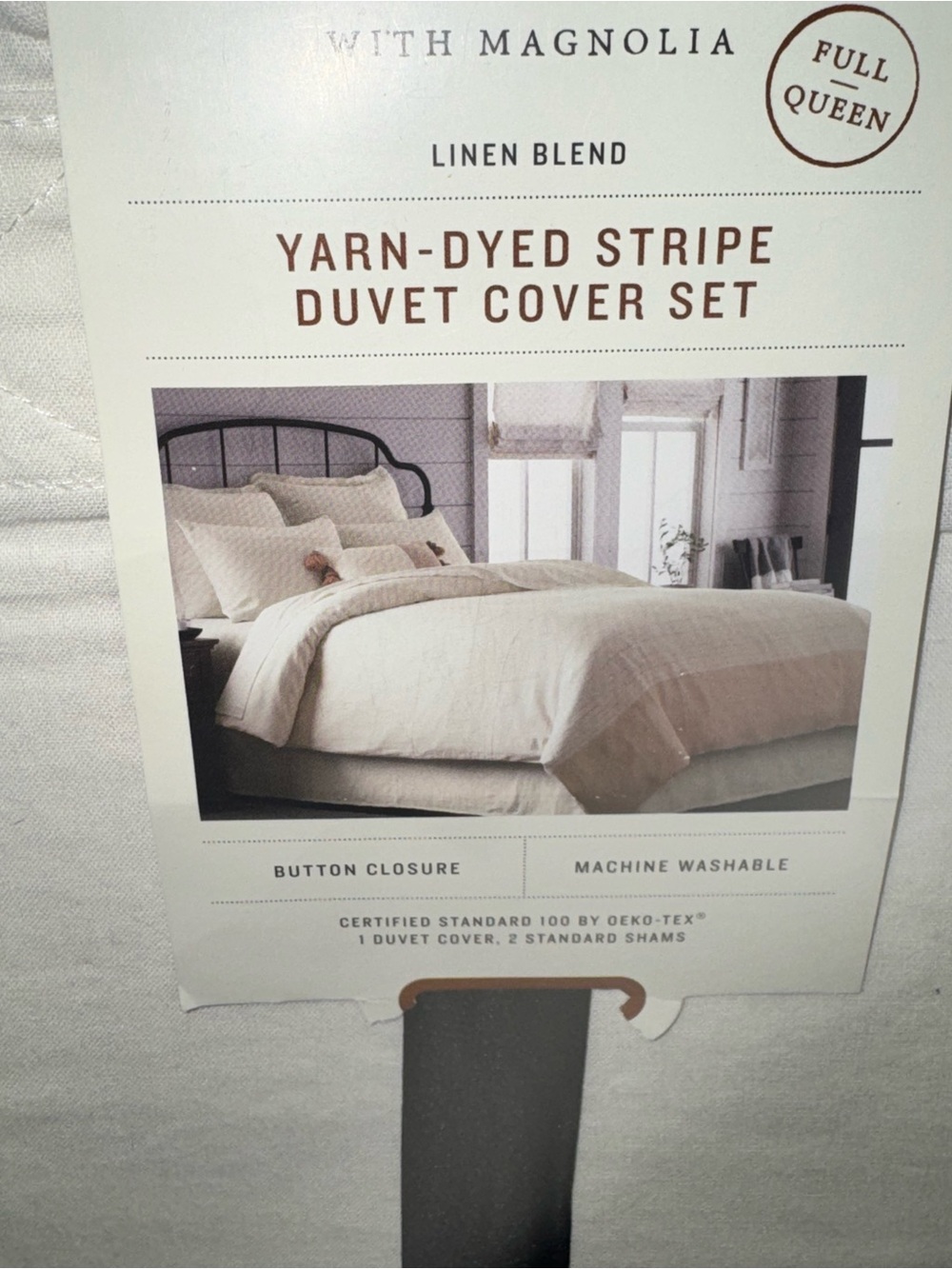 Magnolia Yarn-Dyed Stripe Duvet Cover Set - Cream